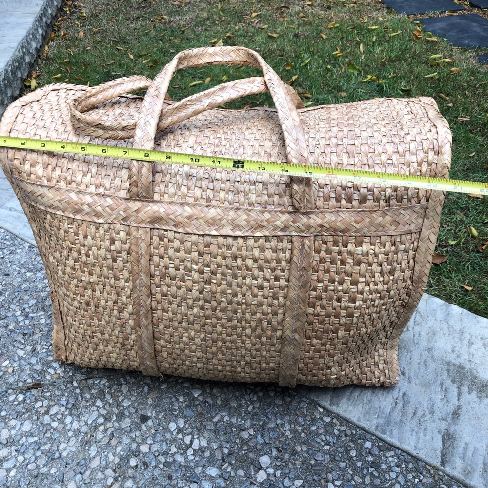 BOHO EMBROIDERED MEXICAN STAW TOTE BAG / Weekend/Picnic/Beach/Travel Bag - Picture 4 of 16